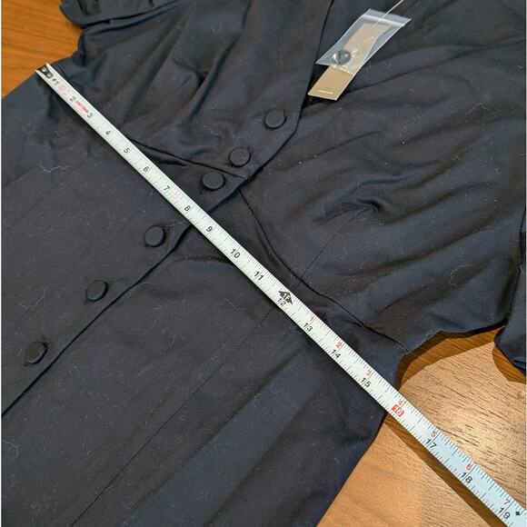 NWT J.Crew Black Cotton Button-front Puff-sleeve Mini Dress BP874, size 10 - Picture 7 of 11
